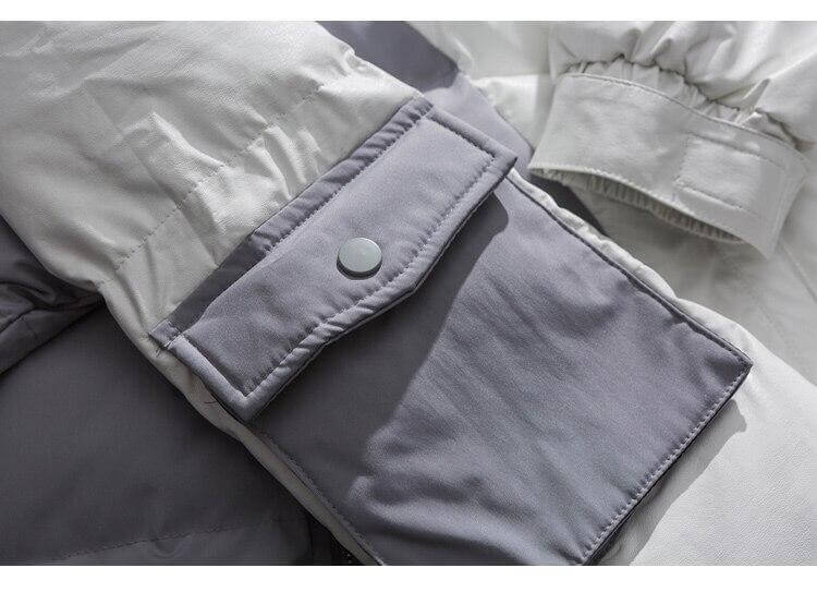 Parka Jacket Men Embroidery Patchwork Pocket Cotton Coat Winter