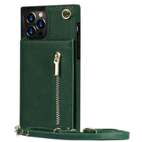 Slim Zipper Wallet Back Case for iPhone With Crossbody Strap.