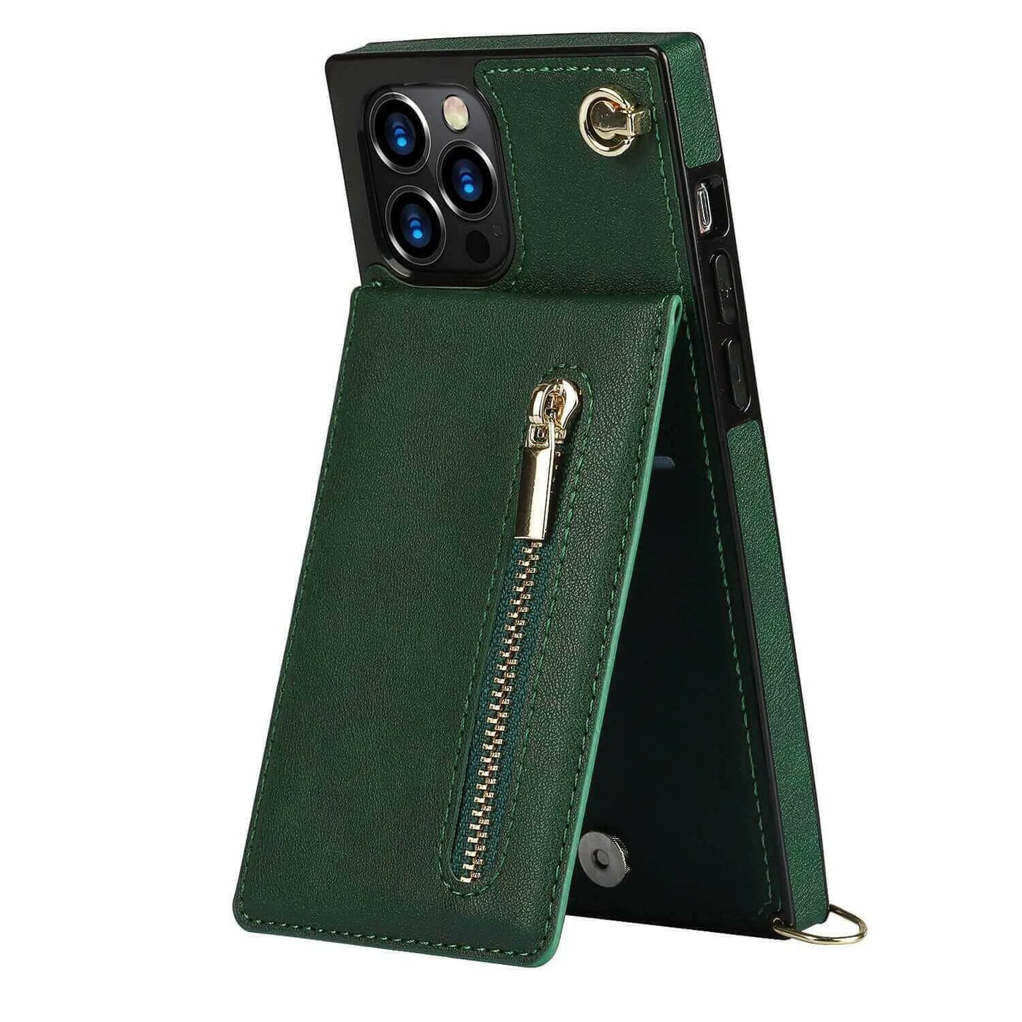 Slim Zipper Wallet Back Case for iPhone With Crossbody Strap.