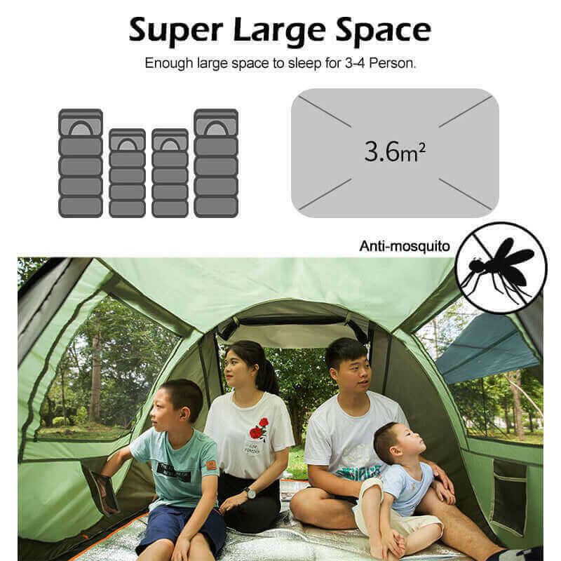 Large Capacity 4 to 5 Persons Automatic Pop Up Camping Tent.