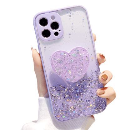 Buy 1 Get 1 Free Sequins Glitter Case with Love Stand for iPhone.