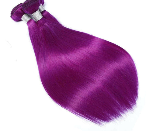 Purple 10A Grade Silver #1B/ purple  3/4 Straight BUNDLES with CLOSURE.