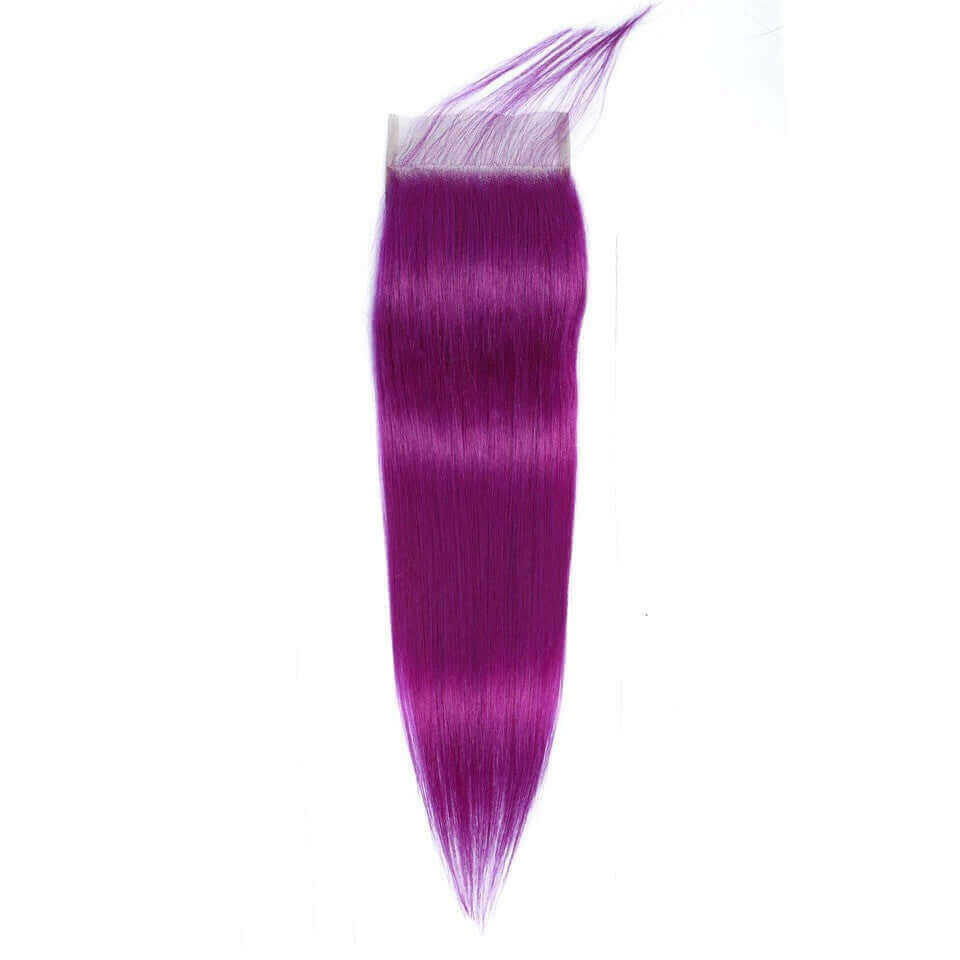 Purple 10A Grade Silver #1B/ purple  3/4 Straight BUNDLES with CLOSURE.