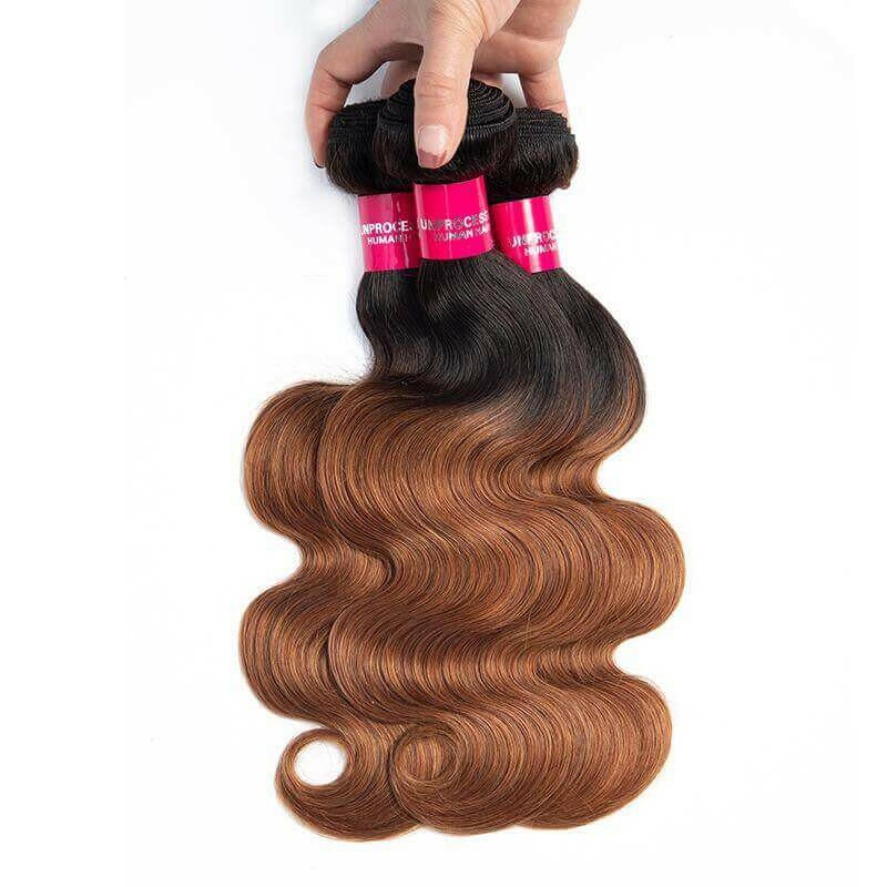 Brazilian body wave Human Hair Bundles T1b 30 Ombre Body Wave Virgin