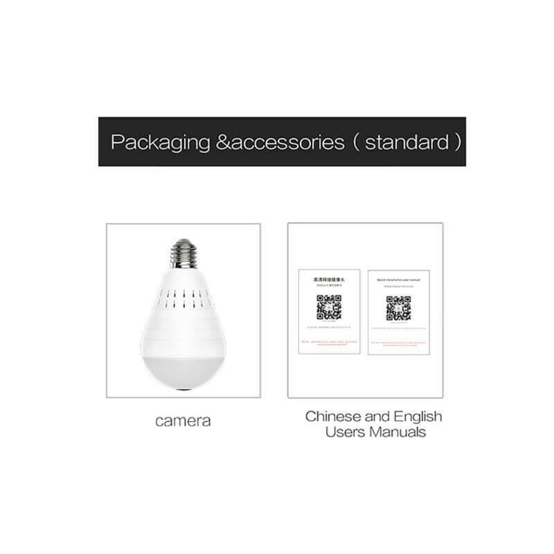 Wireless Panoramic VR bulb Camera HD WIFI Bulb Light IP Camera FishEye.