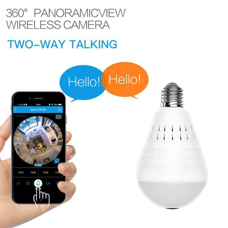 Wireless Panoramic VR bulb Camera HD WIFI Bulb Light IP Camera FishEye.