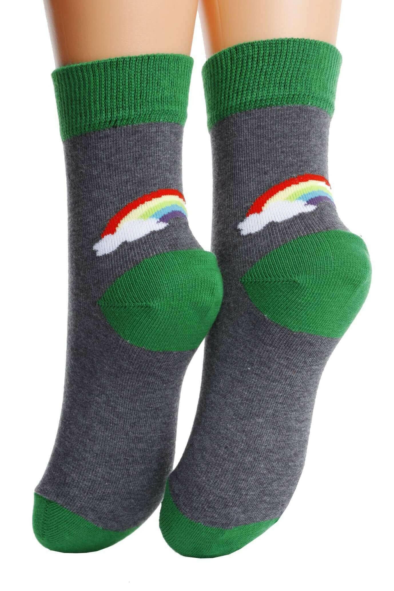 RAINBOW dark grey cotton socks for children
