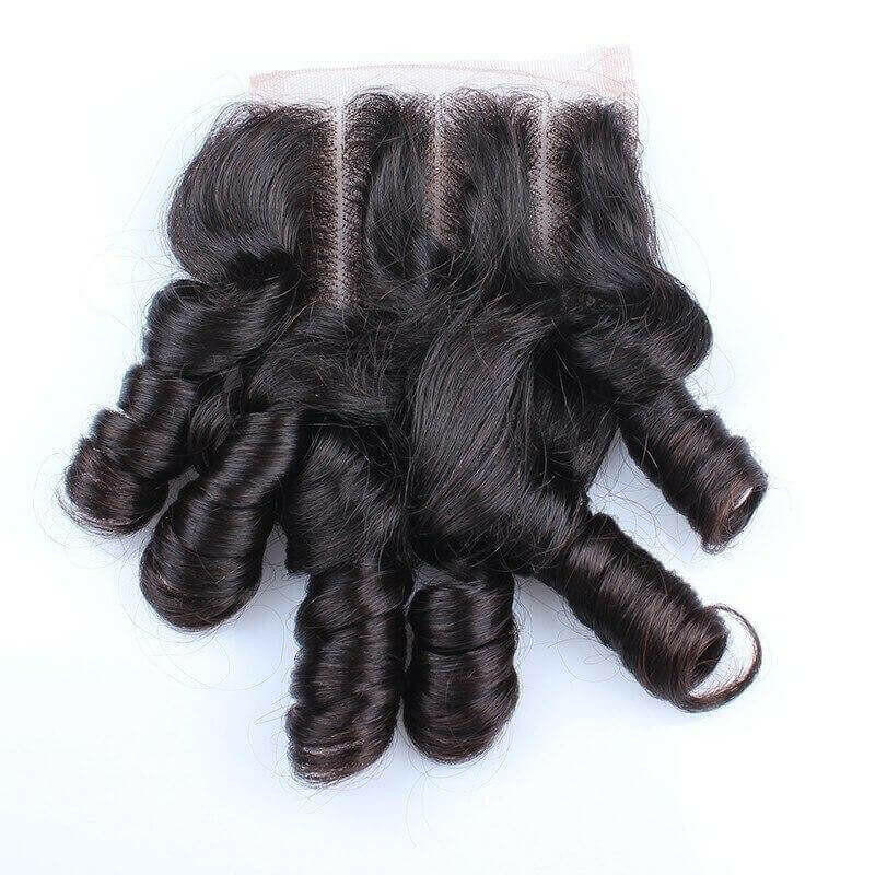 10A Grade 3/4 Romance Curl Fumi Human Hair bundles with 4x4 Closures &.