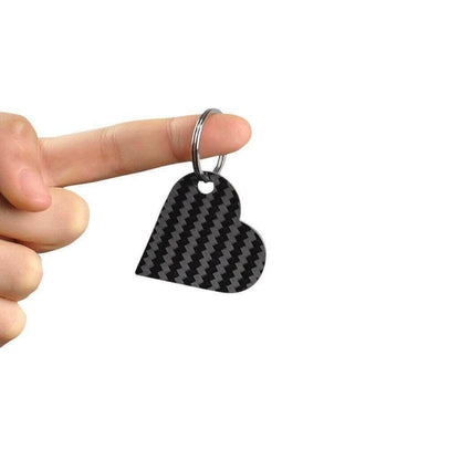 Real Carbon Fiber Heart Shaped Keychain.