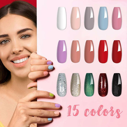 36W 18LED Nail Lamp Gel Nail Polish Starter Kit Manicure 15 Colors.