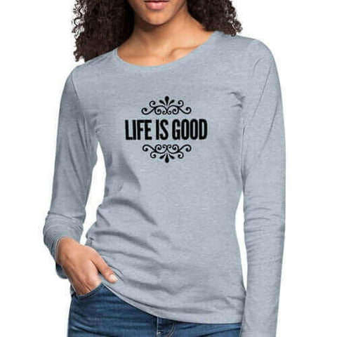 Womens Long Sleeve Graphic Tee, Life Is Good Illustration.