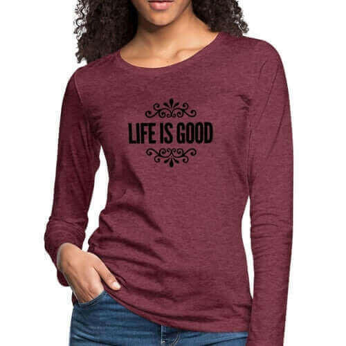 Womens Long Sleeve Graphic Tee, Life Is Good Illustration.