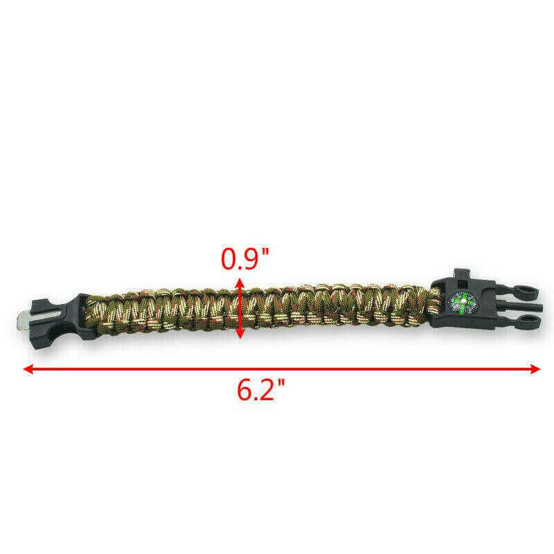 Paracord Survival Bracelet Compass/Flint/.