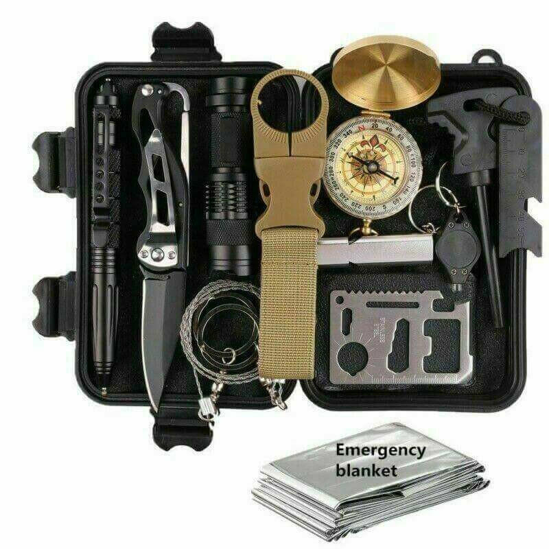 14 in 1 Outdoor Emergency Survival And Safety Gear Kit Camping.