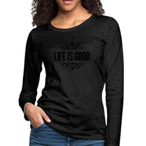 Womens Long Sleeve Graphic Tee, Life Is Good Illustration.