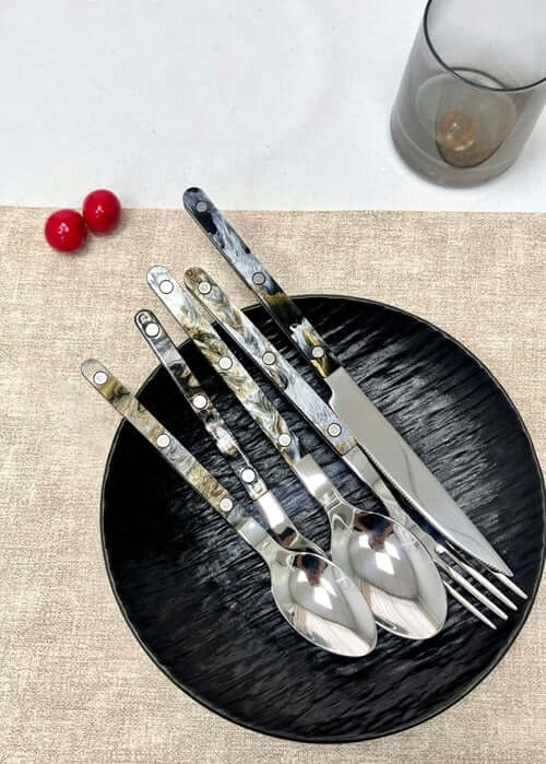 Set Of 10 Pcs Modern Elegant Terra Flatware - Bistrot Style Cutlery