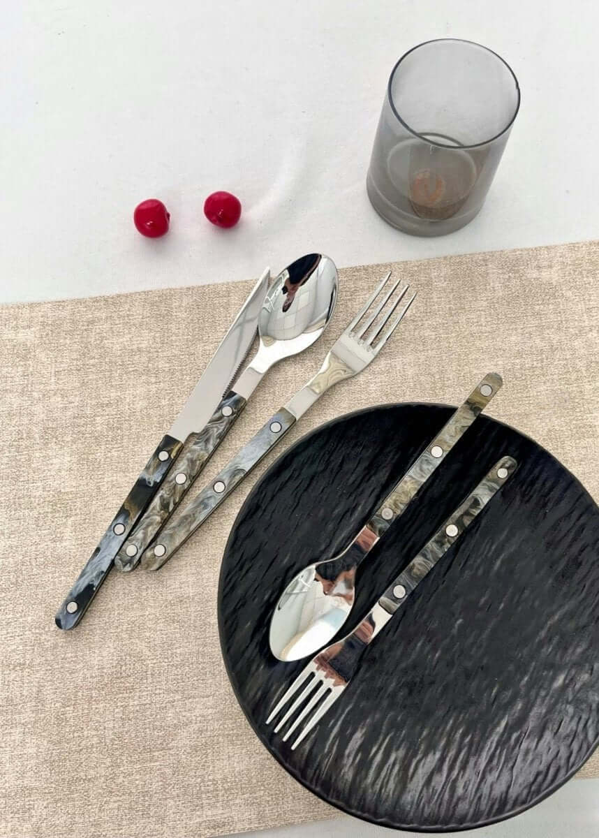 Set Of 10 Pcs Modern Elegant Terra Flatware - Bistrot Style Cutlery
