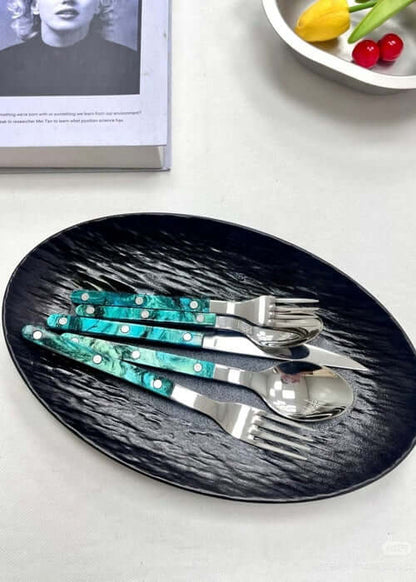 Set Of 10 Pcs Modern Elegant Terra Flatware - Bistrot Style Cutlery