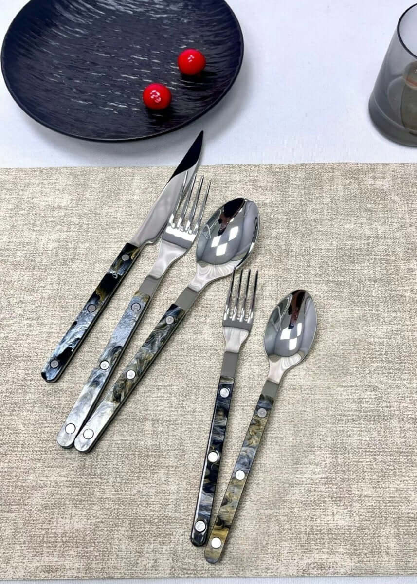 Set Of 10 Pcs Modern Elegant Terra Flatware - Bistrot Style Cutlery