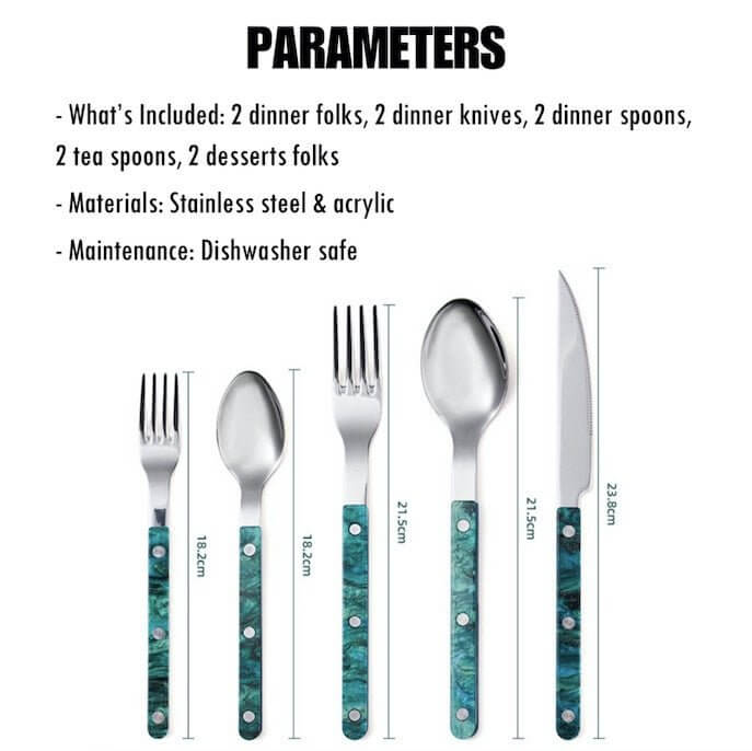 Set Of 10 Pcs Modern Elegant Terra Flatware - Bistrot Style Cutlery