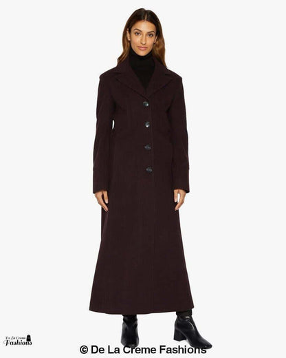 Slim Fit Wool Blend Longline Maxi Coat (1816)