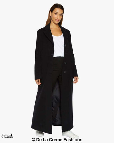 Slim Fit Wool Blend Longline Maxi Coat (1816)