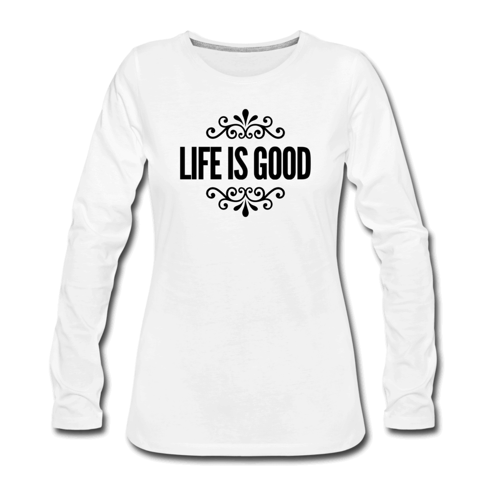 Womens Long Sleeve Graphic Tee, Life Is Good Illustration