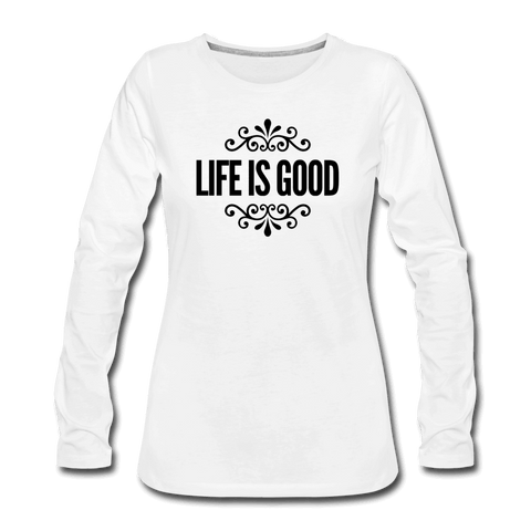 Womens Long Sleeve Graphic Tee, Life Is Good Illustration.