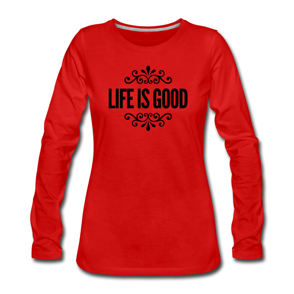 Womens Long Sleeve Graphic Tee, Life Is Good Illustration.