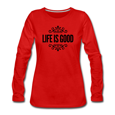 Womens Long Sleeve Graphic Tee, Life Is Good Illustration.