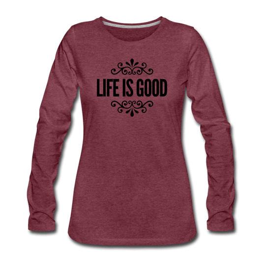 Womens Long Sleeve Graphic Tee, Life Is Good Illustration.