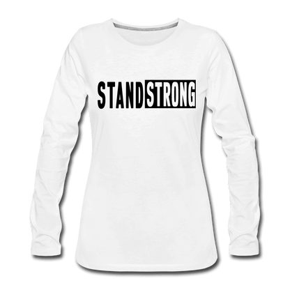 Womens Long Sleeve Graphic Tee, Stand Strong Print.