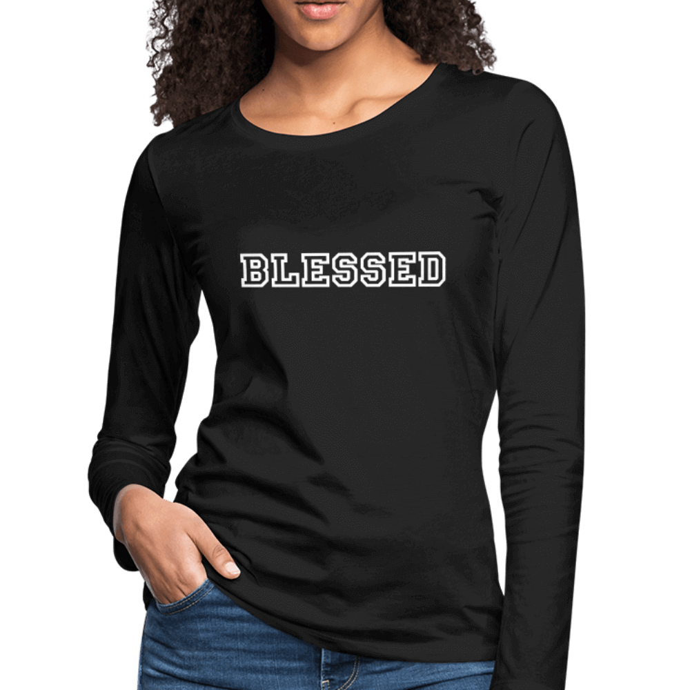 Womens Long Sleeve Graphic Tee, Blessed Print