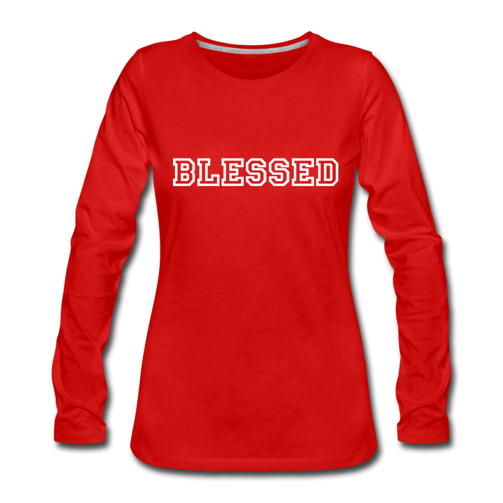 Womens Long Sleeve Graphic Tee, Blessed Print