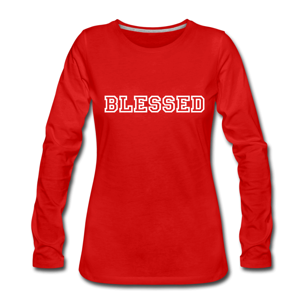 Womens Long Sleeve Graphic Tee, Blessed Print.