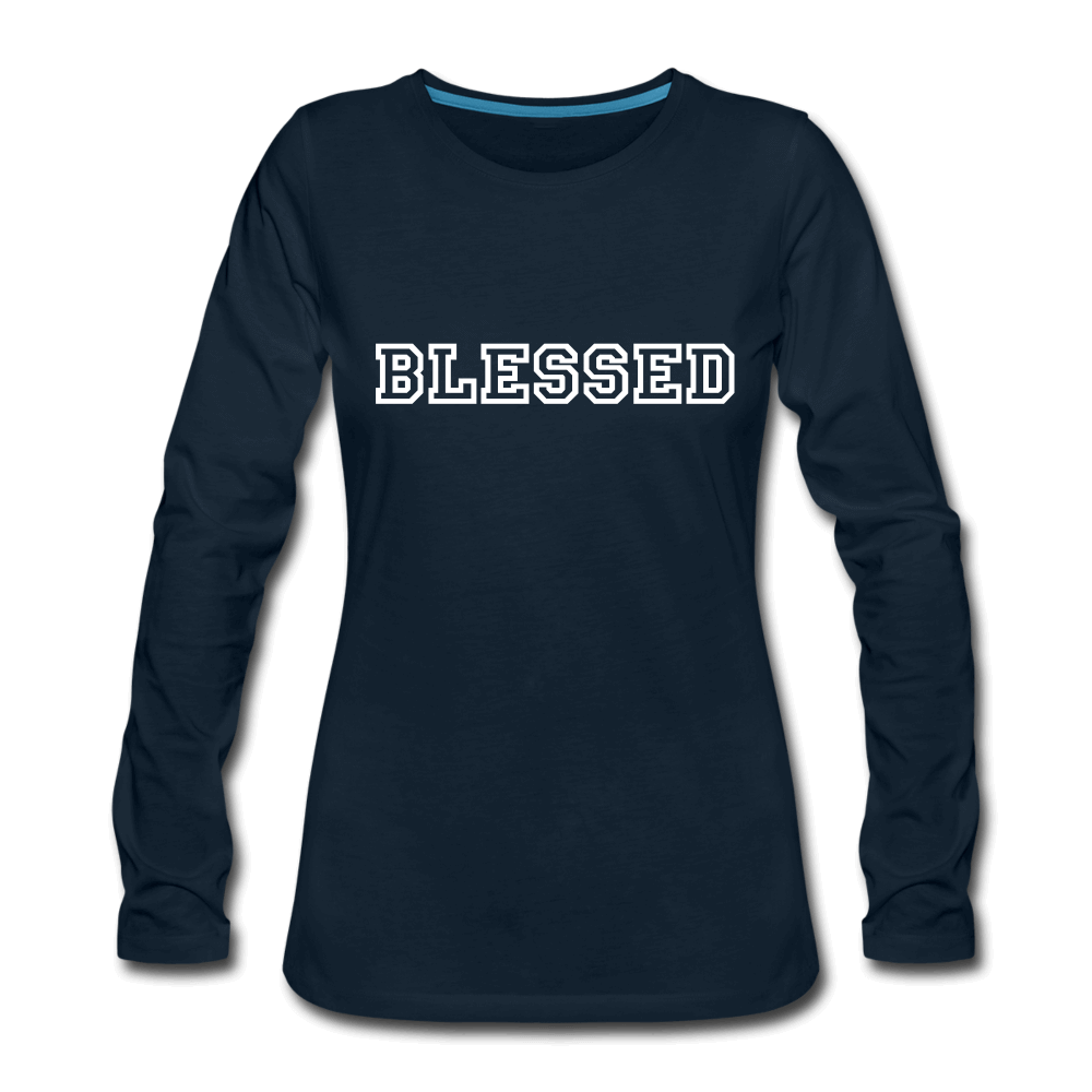 Womens Long Sleeve Graphic Tee, Blessed Print.