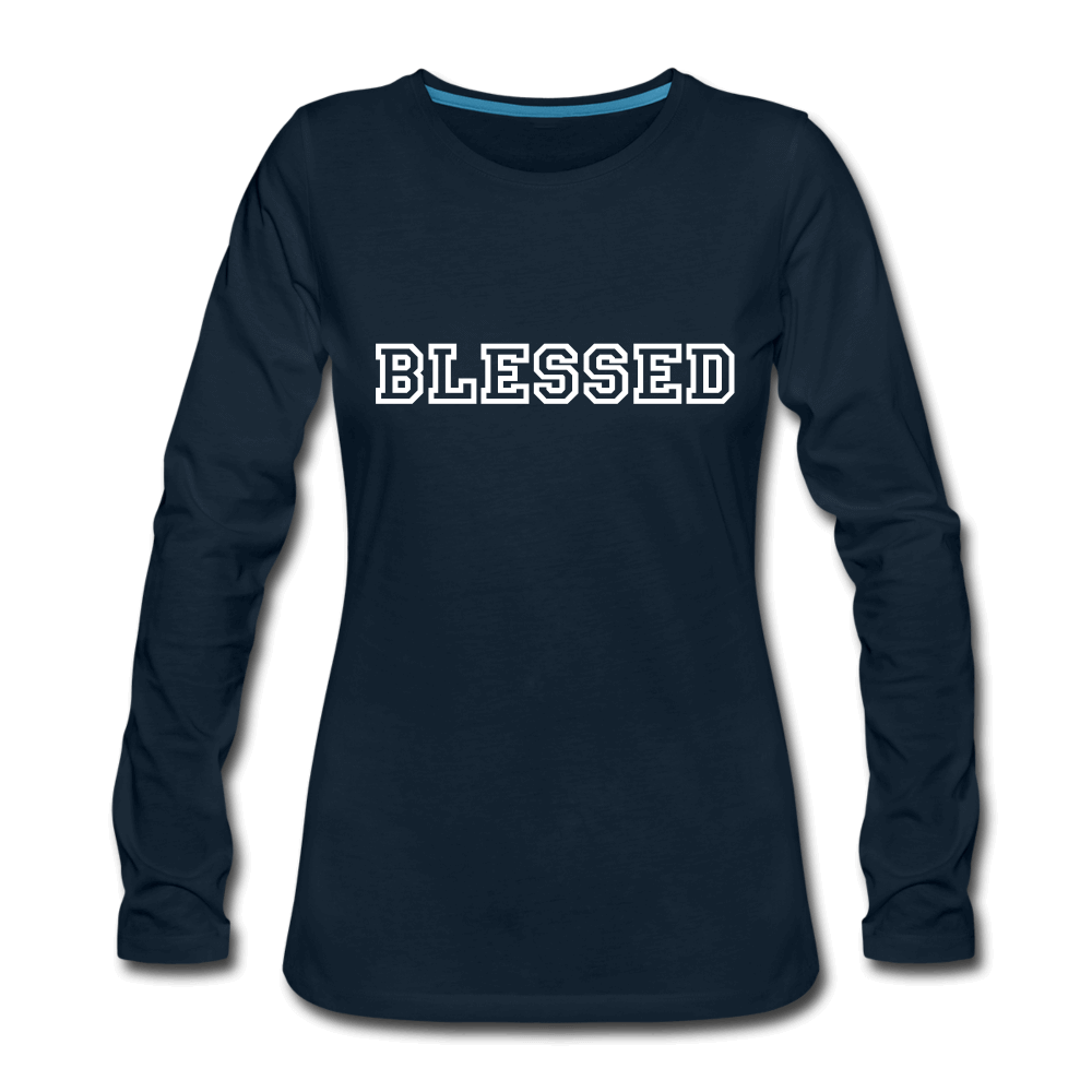 Womens Long Sleeve Graphic Tee, Blessed Print