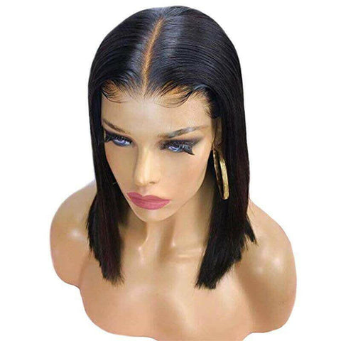 180% Density Straight 4x4 Short Bob 13x4 Lace Front Human Hair Wig.