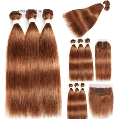 #4/30 Straight Ombre 10A Grade Body Wave #30 BUNDLES with 4x4  CLOSURE.