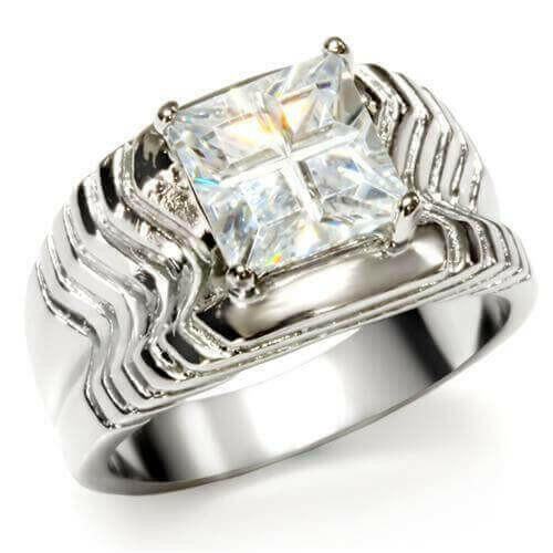 TK028 - High polished (no plating) Stainless Steel Ring with AAA Grade.