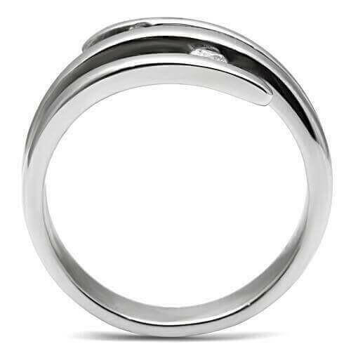 TK478 - High polished (no plating) Stainless Steel Ring with AAA Grade.