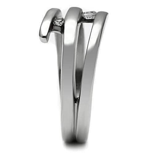 TK478 - High polished (no plating) Stainless Steel Ring with AAA Grade