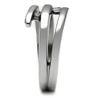 TK478 - High polished (no plating) Stainless Steel Ring with AAA Grade.