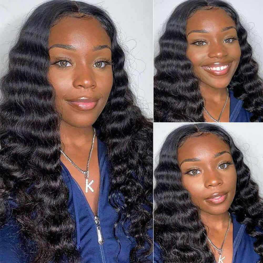 U Part Wig Loose Deep Human Hair Wigs For Black Women Brazilian Remy H.