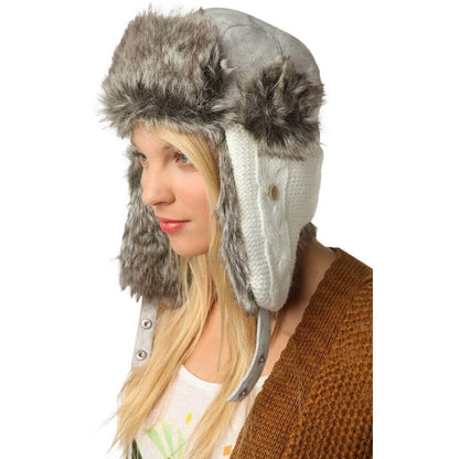 Urban Outfitters Wool &amp; Faux Fur Knit Winter Trapper Aviator Hat -