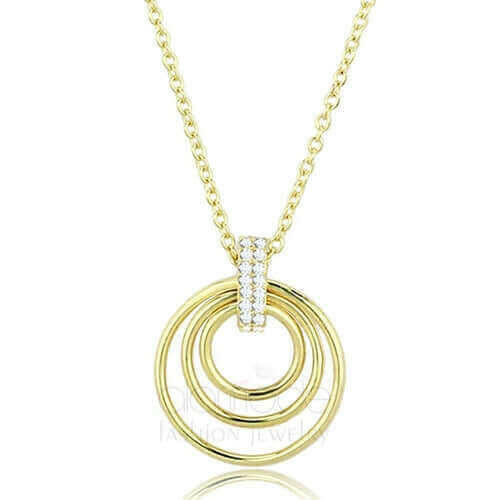 TS601 - Gold 925 Sterling Silver Necklace with AAA Grade CZ  in Clear.