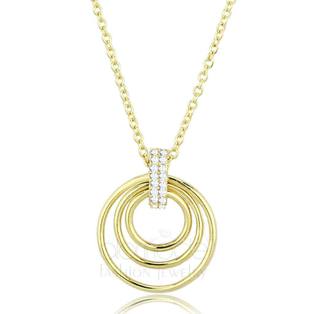 TS601 - Gold 925 Sterling Silver Necklace with AAA Grade CZ  in Clear.