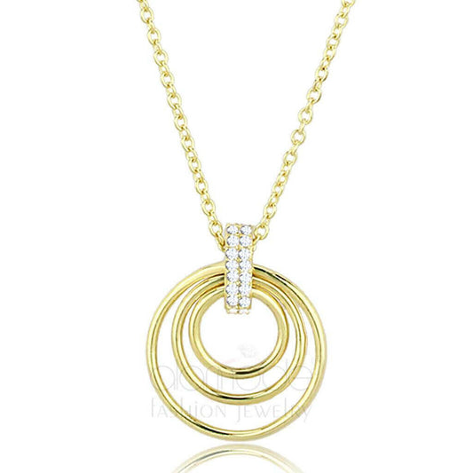 TS601 - Gold 925 Sterling Silver Necklace with AAA Grade CZ  in Clear.