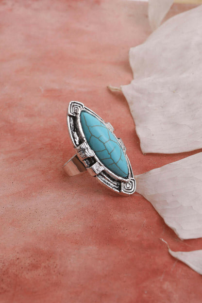 Turquoise Marquise Cut Silver Ring.