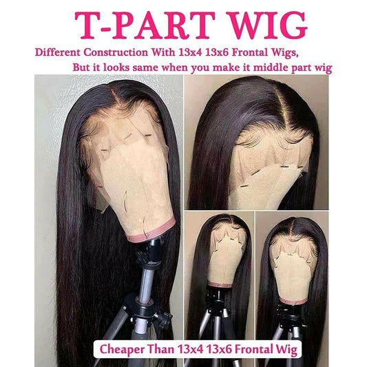 Transparent 13x1x6 Straight 13x4x1 T part Lace Frontal Human Hair Wigs.